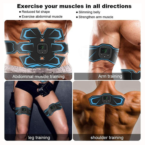 Rechargeable Electric Abdominal Muscle Arms Body Trainer Belt Complete Set