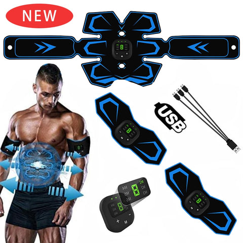 Image of Rechargeable Electric Abdominal Muscle Arms Body Trainer Belt Complete Set